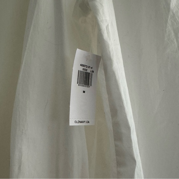 NWT Old Navy Long-Sleeve Smocked Cotton-Poplin Shirt in White size M - Picture 9 of 9